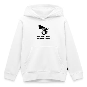 Vous n’avez pas besoin de marcher pour voler # - Sweat Premium à capuche enfant bio - blanc - Devant - AI Model Kid Female (0cm)