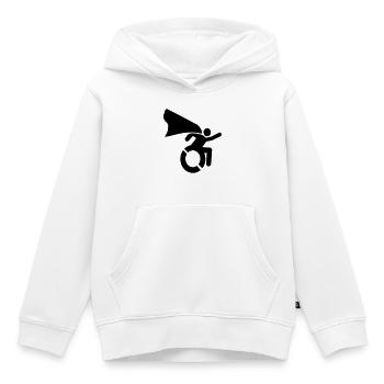 Super wheelchair hero man / woman with cape* - Kids Premium Organic Hoodie - white - Front - AI Model Kid Female (0cm)