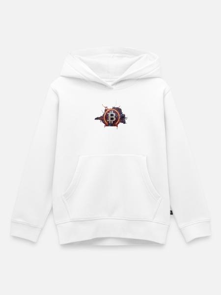 Cyber-Modern Bitcoin Design - Kinder Premium Organic Hoodie - Weiß