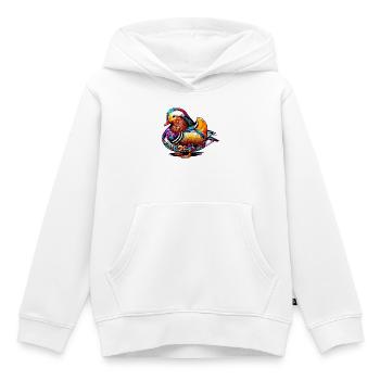 Canard mandarin - Sweat Premium à capuche enfant bio - blanc - Devant - AI Model Kid Female (0cm)