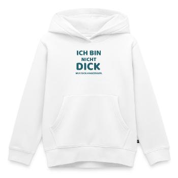 Ich bin nicht dick,  nur Dick angezogen - Kinder Premium Organic Hoodie - Weiß - Vorne - AI Model Kid Female (0cm)