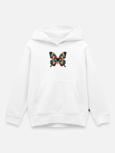 Schmetterling - Kinder Premium Organic Hoodie - Weiß