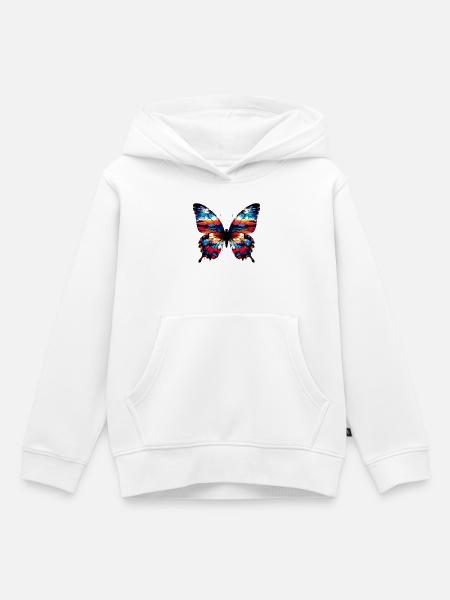 Schmetterling - Kinder Premium Organic Hoodie - Weiß