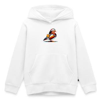 Canard mandarin - Sweat Premium à capuche enfant bio - blanc - Devant - AI Model Kid Female (0cm)