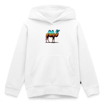 Chameau - Sweat Premium à capuche enfant bio - blanc - Devant - AI Model Kid Female (0cm)