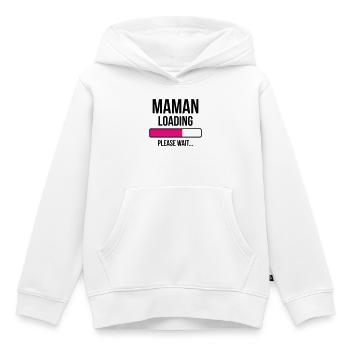 Mom loading... Please Wait - Mother-to-be - Kids Premium Organic Hoodie - white - Front - AI Model Kid Female (0cm)