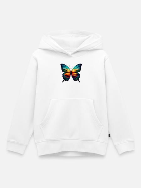 Schmetterling - Kinder Premium Organic Hoodie - Weiß