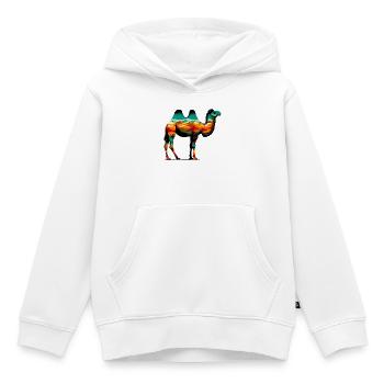 Chameau - Sweat Premium à capuche enfant bio - blanc - Devant - AI Model Kid Female (0cm)