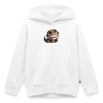 Mignon timide timide dinosaure dessin animé - Sweat Premium à capuche enfant bio - blanc - Devant - AI Model Kid Female (0cm)