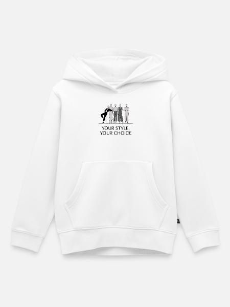 Elegantes monochromes Modeillustrationsset - Kinder Premium Organic Hoodie - Weiß