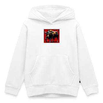 bull - Kids Premium Organic Hoodie - white - Front - AI Model Kid Female (0cm)