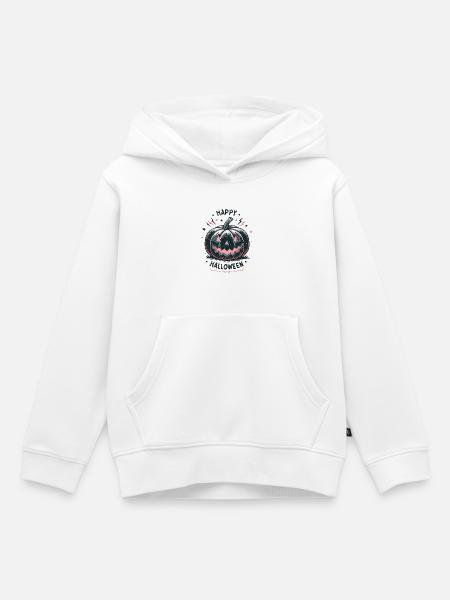 Kürbis Jack-o-Glow Halloween - Kinder Premium Organic Hoodie - Weiß