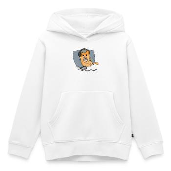 Katze spielt Videospiele im Bett und frisst Ramen - Kinder Premium Organic Hoodie - Weiß - Vorne - AI Model Kid Female (0cm)
