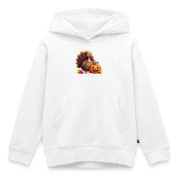 Thanksgiving Drôle Dinde de Thanksgiving - Sweat Premium à capuche enfant bio - blanc - Devant - AI Model Kid Female (0cm)