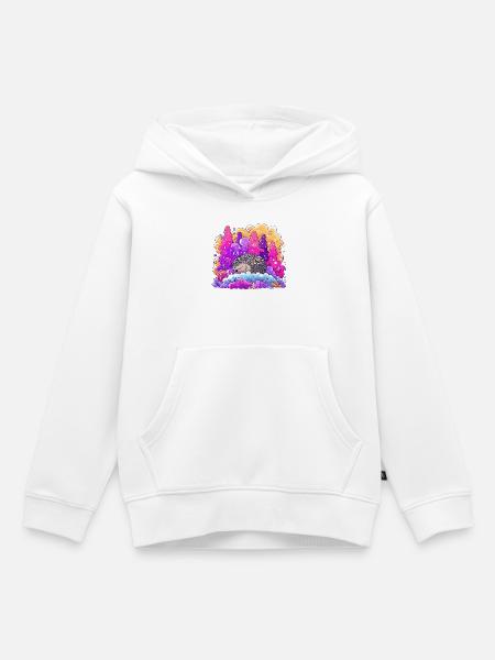Schlafender Igel im Neonwald - Kinder Premium Organic Hoodie - Weiß