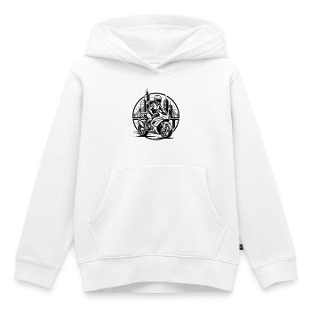 Biker, der auf ein Abenteuer geht - Kinder Premium Organic Hoodie - Weiß - Vorne - AI Model Kid Female (0cm)