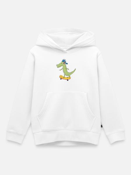 cooles Skater KROKO - Kinder Premium Organic Hoodie - Weiß