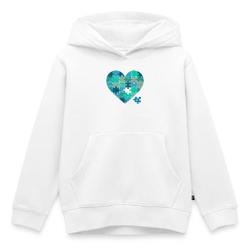 Puzzleherz Blaugrün - Kinder Premium Organic Hoodie - Weiß - Vorne - AI Model Kid Female (0cm)