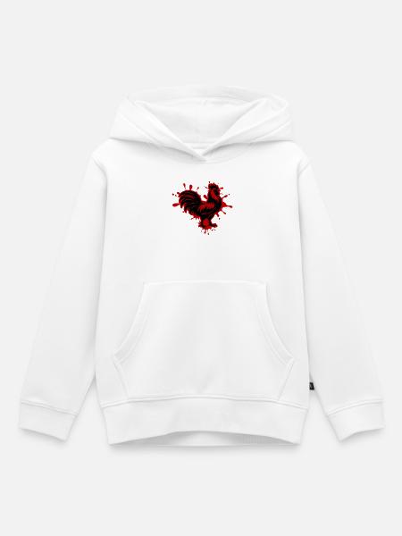 Hahn Klecks - Kinder Premium Organic Hoodie - Weiß