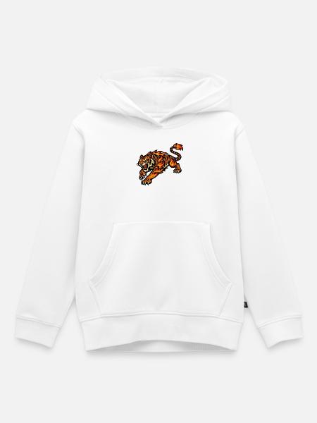 Feuertiger – Tier aus Flammen - Kinder Premium Organic Hoodie - Weiß