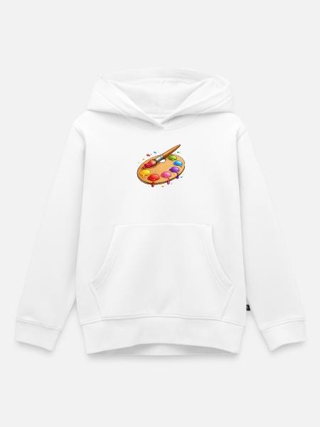 Farbpalette mit Pinsel Illustration - Kinder Premium Organic Hoodie - Weiß