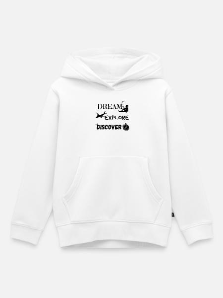 Träumen, entdecken und entdecken 1 - Kinder Premium Organic Hoodie - Weiß
