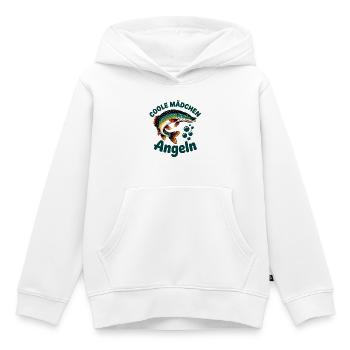 Cool Girl Fishing - Kids Premium Organic Hoodie - white - Front - AI Model Kid Female (0cm)