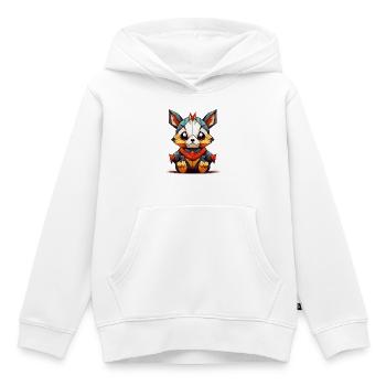 Charme Géométrique Renard - Sweat Premium à capuche enfant bio - blanc - Devant - AI Model Kid Female (0cm)