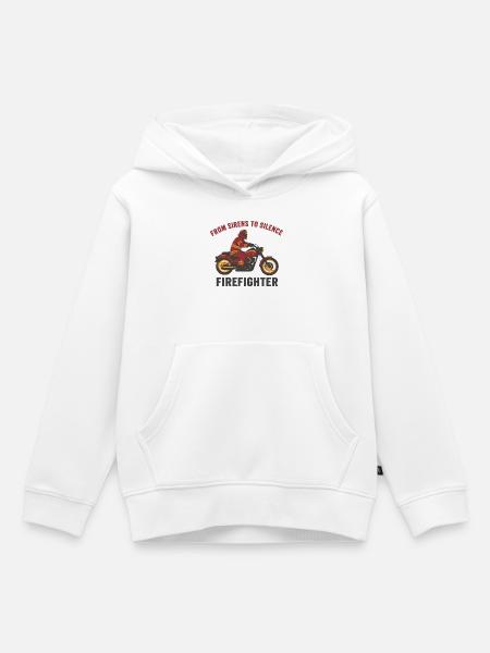 Feuerwehrmann-Biker-Abzeichen Schablone Kunst - Kinder Premium Organic Hoodie - Weiß