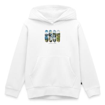 Oregon Travel – Design de la nature dans le Pacifique et les Cascades - Sweat Premium à capuche enfant bio - blanc - Devant - AI Model Kid Female (0cm)