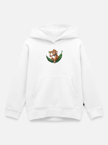 Abenteueraffe mit Fernrohr - Kinder Premium Organic Hoodie - Weiß