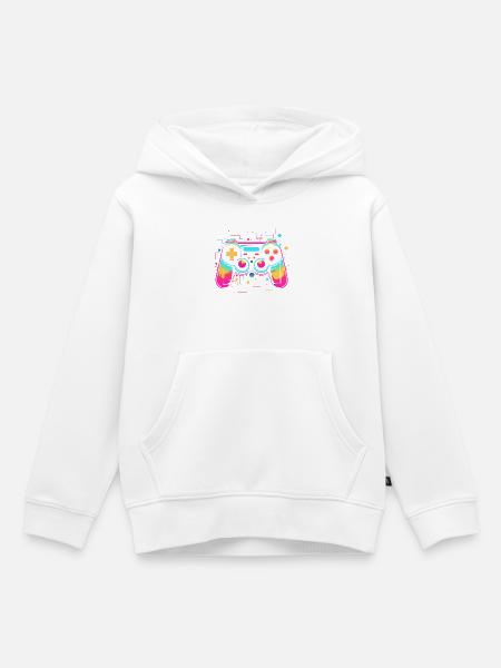 Game Controller Retrowave Look - Kinder Premium Organic Hoodie - Weiß