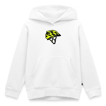 Silhouette du casque de vélo VTT - Sweat Premium à capuche enfant bio - blanc - Devant - AI Model Kid Female (0cm)