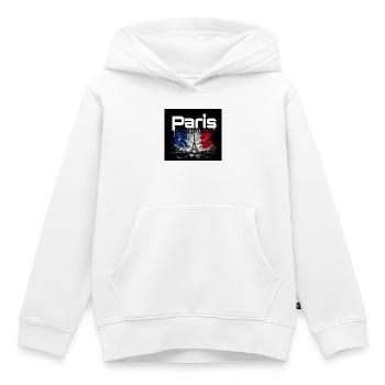 Paris France - Eiffel Splash - Sweat Premium à capuche enfant bio - blanc - Devant - AI Model Kid Female (0cm)