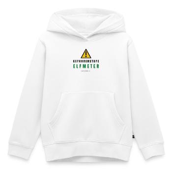 Gefahrenstufe Elf Meter Fußball - Kinder Premium Organic Hoodie - Weiß - Vorne - AI Model Kid Female (0cm)