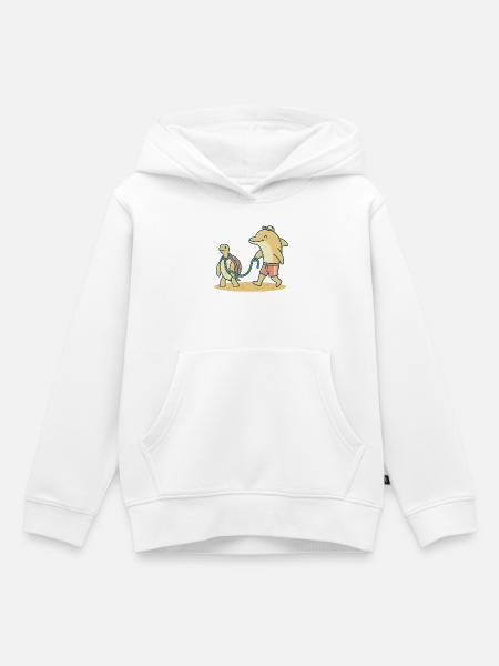 Delfin geht Gassi mit Schildkröte - Kinder Premium Organic Hoodie - Weiß