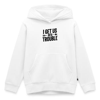 Ich bringe uns in Schwierigkeiten - Kinder Premium Organic Hoodie - Weiß - Vorne - AI Model Kid Female (0cm)