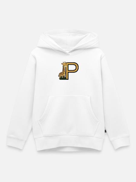 Giraffe neben Großbuchstabe P - Kinder Premium Organic Hoodie - Weiß