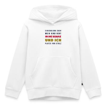 Einschulung 2026 Ich platze vor Stolz - Papa - Kinder Premium Organic Hoodie - Weiß - Vorne - AI Model Kid Female (0cm)