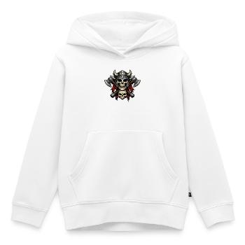 Viking Skull Helmet Axes Motif - Kids Premium Organic Hoodie - white - Front - AI Model Kid Female (0cm)