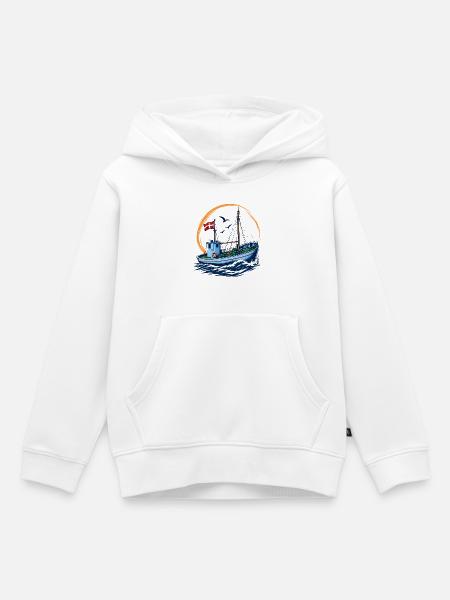 Fischereikutter - Kinder Premium Organic Hoodie - Weiß