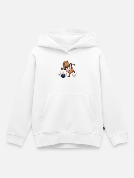 Capybara spielt Bowling - Kinder Premium Organic Hoodie - Weiß