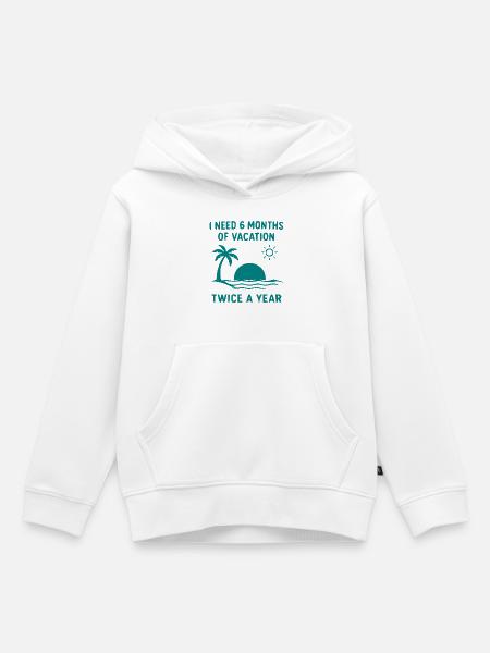 Sechs Monate Urlaub zweimal jährlich - Kinder Premium Organic Hoodie - Weiß