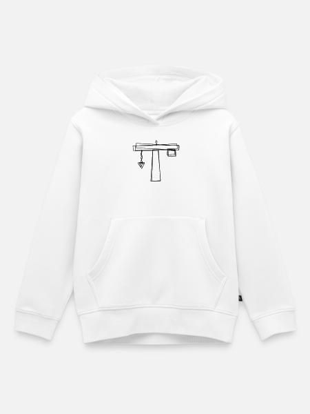 Baukran handgezeichnet - Kinder Premium Organic Hoodie - Weiß