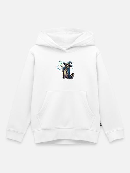 Recycling Zauberer Waschbär - Kinder Premium Organic Hoodie - Weiß