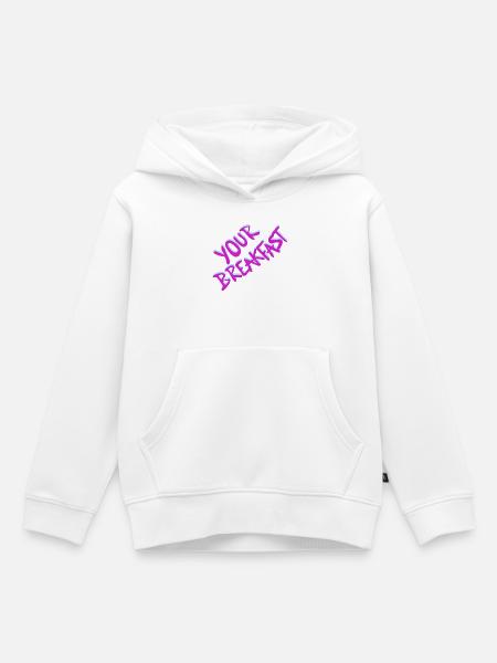 Your Breakfast Neon Script - Kinder Premium Organic Hoodie - Weiß
