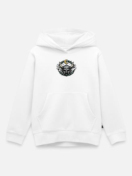 Mondhorn Viking Helm Runen - Kinder Premium Organic Hoodie - Weiß
