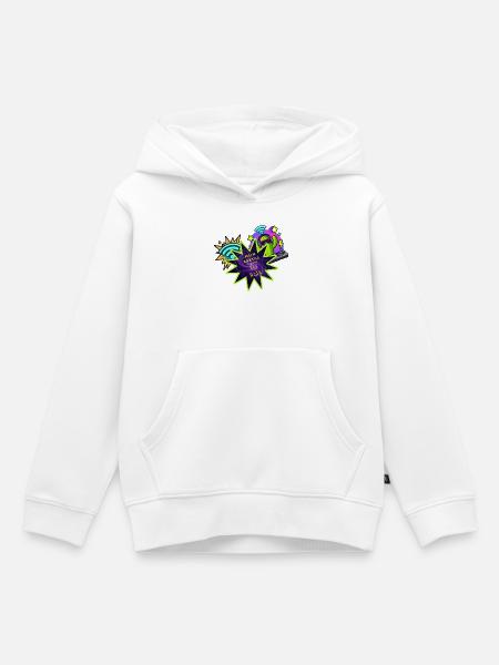 Kaktus WLAN Neon-Starburst - Kinder Premium Organic Hoodie - Weiß