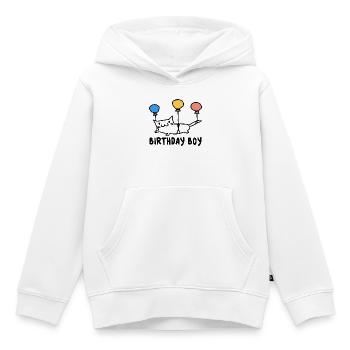 Runder Geburtstag Geschenk Katze mit Ballons - Kinder Premium Organic Hoodie - Weiß - Vorne - AI Model Kid Female (0cm)