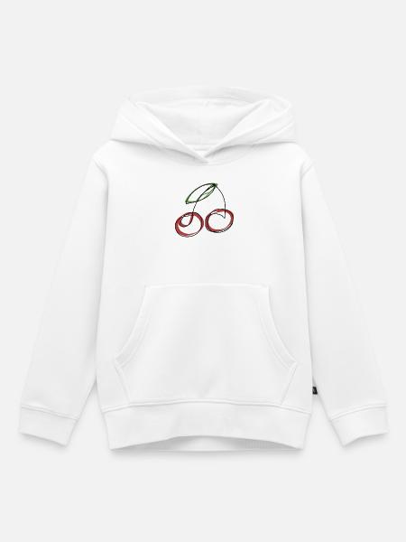 Lineart Kirsche - Kinder Premium Organic Hoodie - Weiß